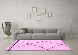 Machine Washable Solid Pink Modern Rug in a Living Room, wshabs2897pnk