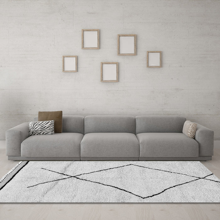 Machine Washable Solid Gray Modern Rug in a Living Room,, wshabs2897gry