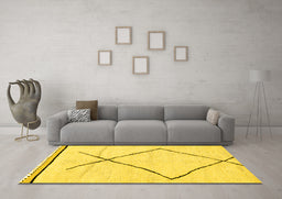 Machine Washable Solid Yellow Modern Rug in a Living Room, wshabs2897yw