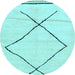 Round Solid Light Blue Modern Rug, abs2897lblu