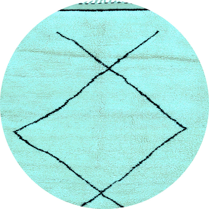 Round Machine Washable Solid Light Blue Modern Rug, wshabs2897lblu