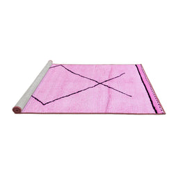 Sideview of Machine Washable Solid Pink Modern Rug, wshabs2897pnk