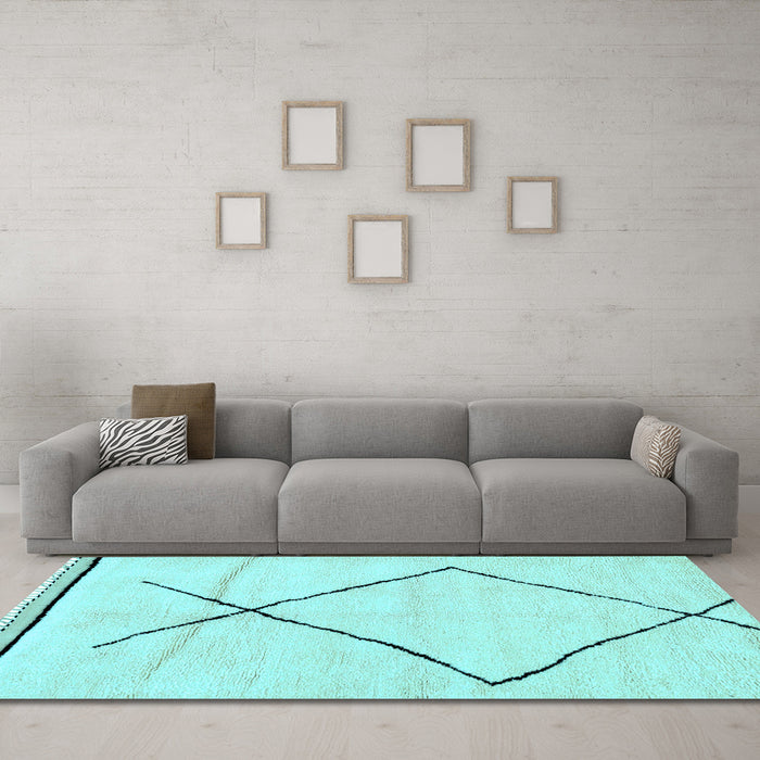Machine Washable Solid Light Blue Modern Rug in a Living Room, wshabs2897lblu
