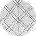 Round Machine Washable Solid Gray Modern Rug, wshabs2898gry