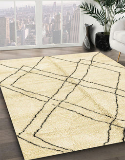 Abstract Yellow Solid Rug in Family Room, abs2898