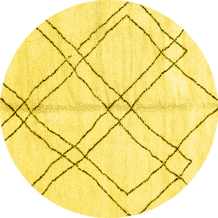 Round Solid Yellow Modern Rug, abs2898yw