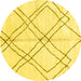 Round Solid Yellow Modern Rug, abs2898yw