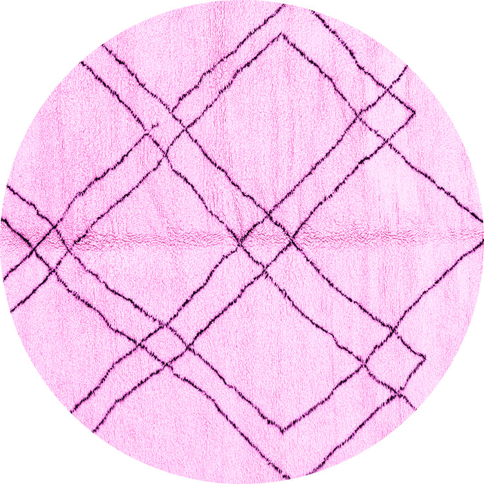 Round Machine Washable Solid Pink Modern Rug, wshabs2898pnk