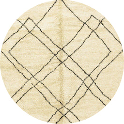 Round Machine Washable Abstract Yellow Rug, wshabs2898