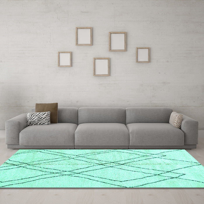 Machine Washable Solid Turquoise Modern Area Rugs in a Living Room,, wshabs2898turq