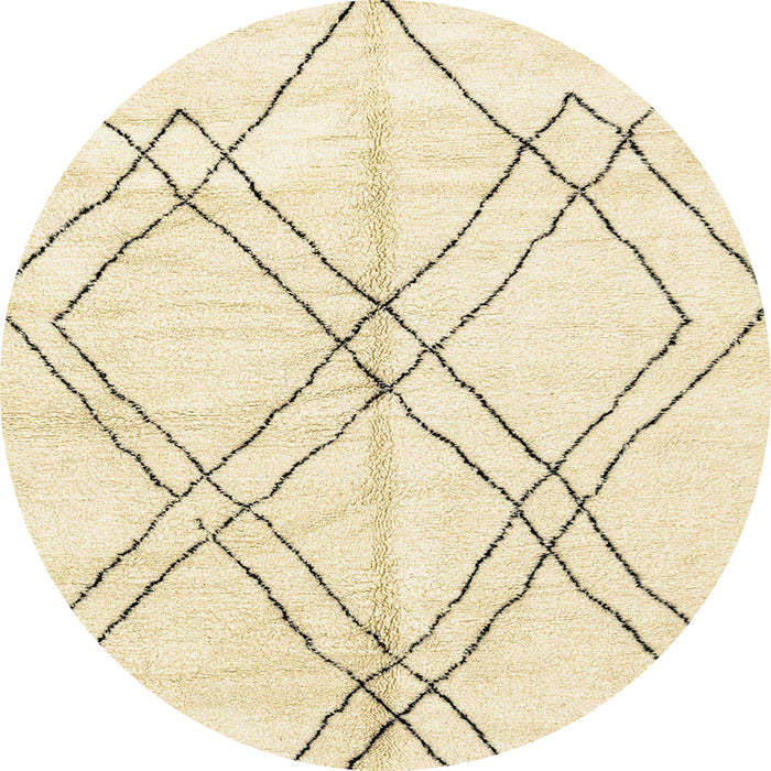 Round Abstract Yellow Solid Rug, abs2898