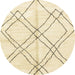 Round Abstract Yellow Solid Rug, abs2898