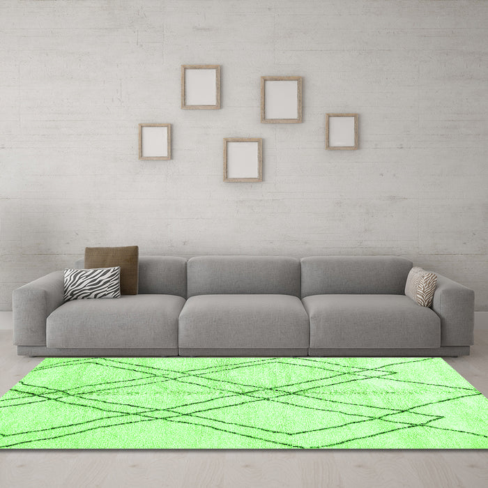 Machine Washable Solid Green Modern Area Rugs in a Living Room,, wshabs2898grn
