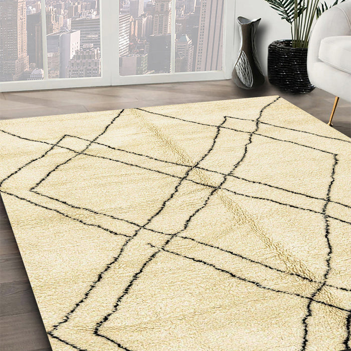 Machine Washable Abstract Yellow Rug in a Family Room, wshabs2898