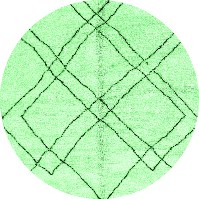 Round Machine Washable Solid Emerald Green Modern Area Rugs, wshabs2898emgrn