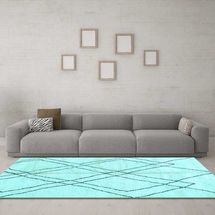 Machine Washable Solid Light Blue Modern Rug in a Living Room, wshabs2898lblu