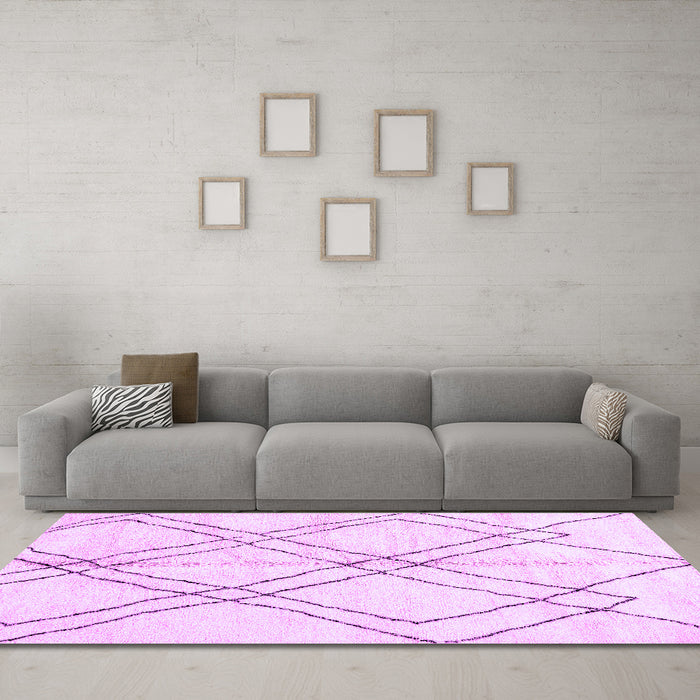 Machine Washable Solid Purple Modern Area Rugs in a Living Room, wshabs2898pur