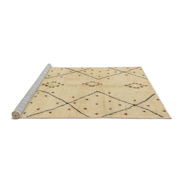 Sideview of Machine Washable Abstract Brown Gold Rug, wshabs2899