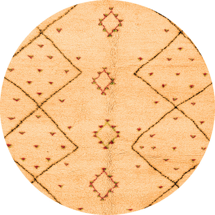 Round Machine Washable Solid Orange Modern Area Rugs, wshabs2899org