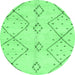 Round Machine Washable Solid Emerald Green Modern Area Rugs, wshabs2899emgrn