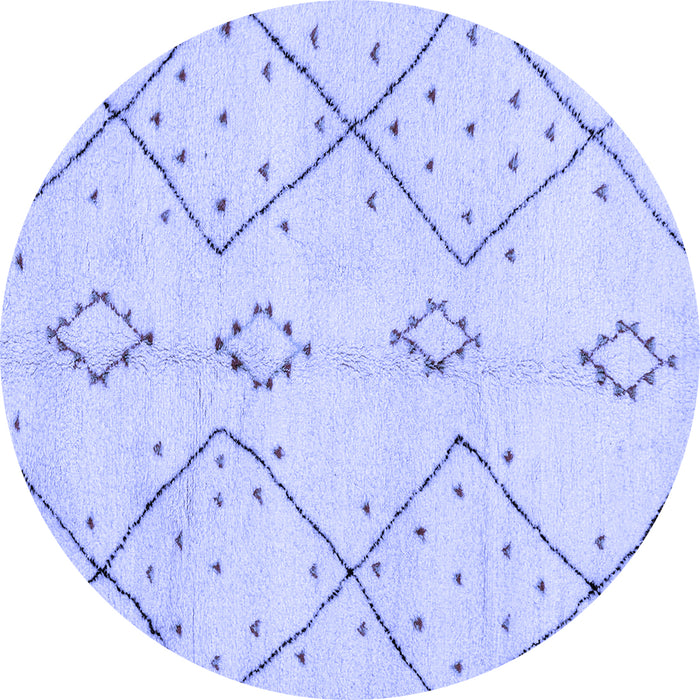 Round Machine Washable Solid Blue Modern Rug, wshabs2899blu