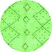 Round Machine Washable Solid Green Modern Area Rugs, wshabs2899grn