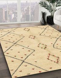 Abstract Brown Gold Solid Rug, abs2899