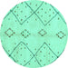 Round Solid Turquoise Modern Rug, abs2899turq