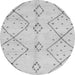 Round Machine Washable Solid Gray Modern Rug, wshabs2899gry