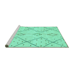 Sideview of Machine Washable Solid Turquoise Modern Area Rugs, wshabs2899turq