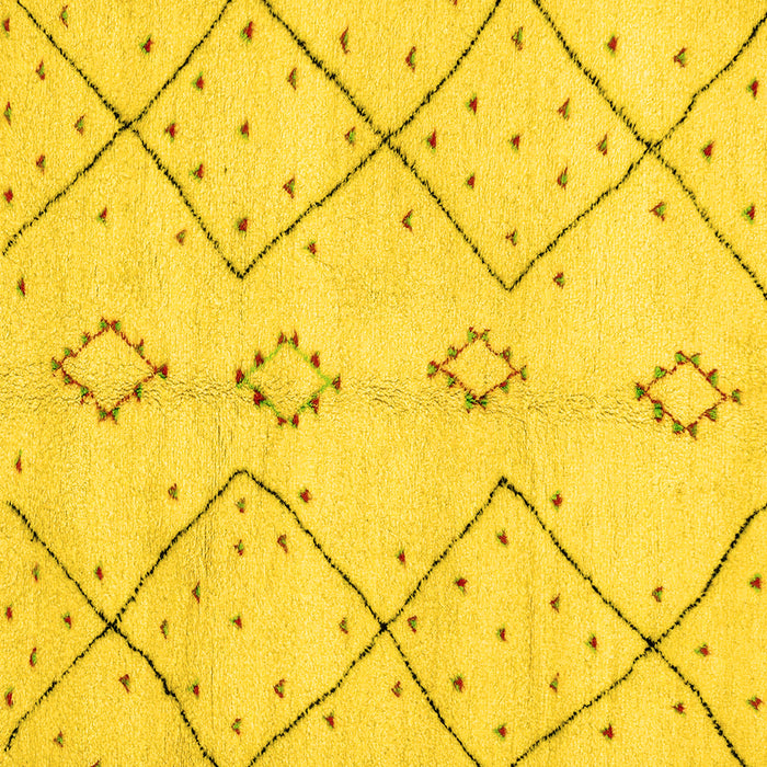 Square Machine Washable Solid Yellow Modern Rug, wshabs2899yw