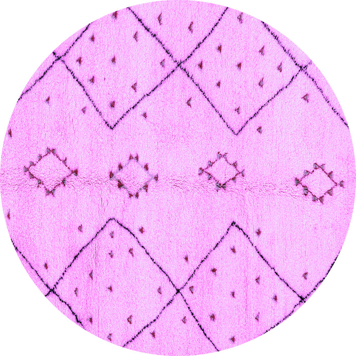 Round Machine Washable Solid Purple Modern Area Rugs, wshabs2899pur