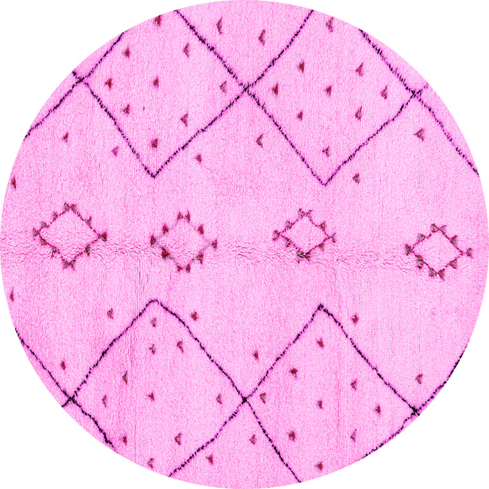 Round Machine Washable Solid Pink Modern Rug, wshabs2899pnk