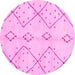 Round Machine Washable Solid Pink Modern Rug, wshabs2899pnk