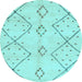 Round Machine Washable Solid Light Blue Modern Rug, wshabs2899lblu