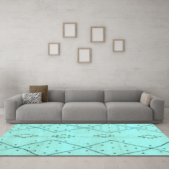 Machine Washable Solid Light Blue Modern Rug in a Living Room, wshabs2899lblu