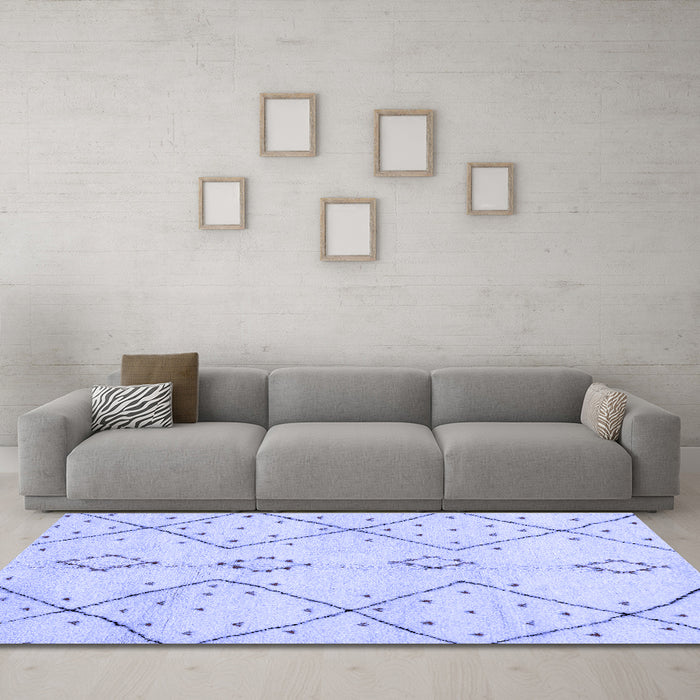 Machine Washable Solid Blue Modern Rug in a Living Room, wshabs2899blu