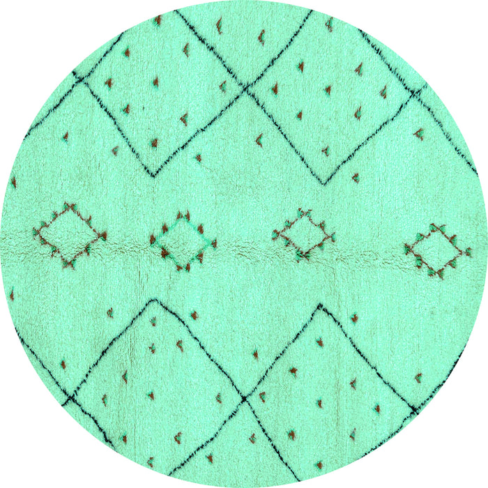 Round Machine Washable Solid Turquoise Modern Area Rugs, wshabs2899turq