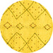 Round Solid Yellow Modern Rug, abs2899yw