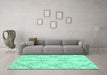 Machine Washable Solid Turquoise Modern Area Rugs in a Living Room,, wshabs2899turq