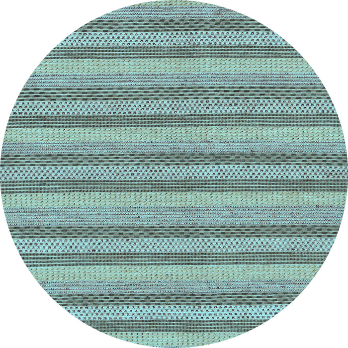 Round Machine Washable Oriental Light Blue Modern Rug, wshabs289lblu