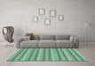 Machine Washable Oriental Turquoise Modern Area Rugs in a Living Room,, wshabs289turq