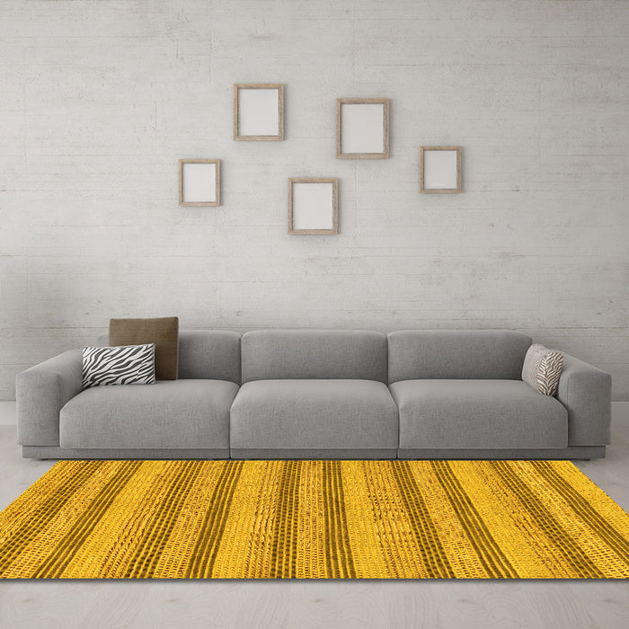 Machine Washable Oriental Yellow Modern Rug in a Living Room, wshabs289yw