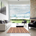 Square Abstract Chestnut Red Oriental Rug in a Living Room, abs289