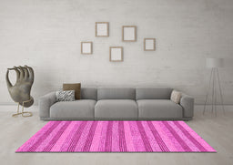 Machine Washable Oriental Pink Modern Rug in a Living Room, wshabs289pnk