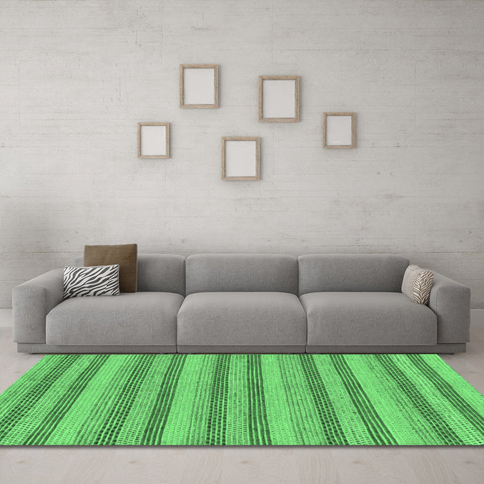 Machine Washable Oriental Emerald Green Modern Area Rugs in a Living Room,, wshabs289emgrn