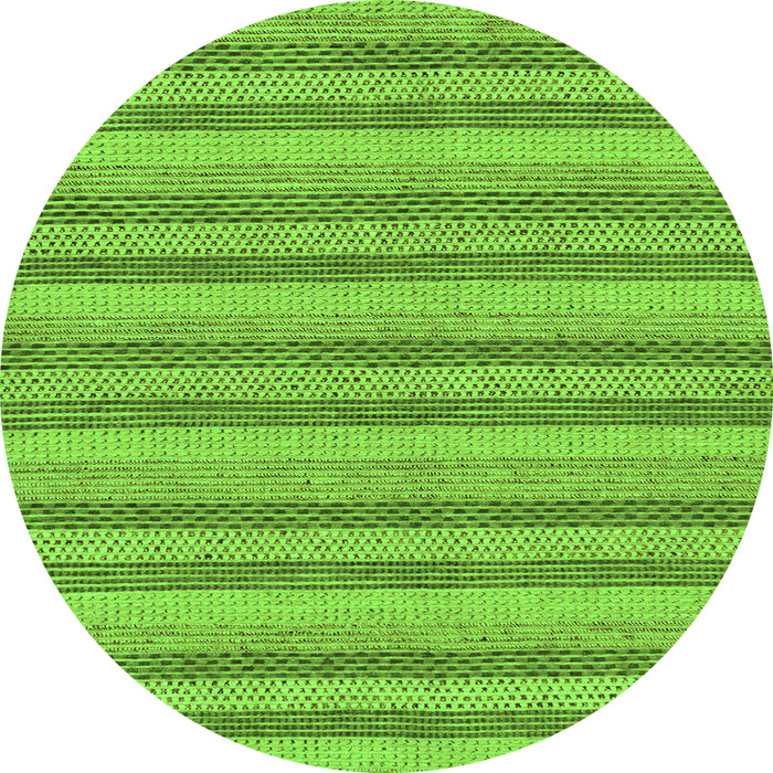 Round Machine Washable Oriental Green Modern Area Rugs, wshabs289grn