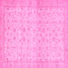 Square Machine Washable Oriental Pink Traditional Rug, wshabs28pnk