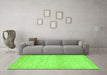 Machine Washable Oriental Green Traditional Area Rugs in a Living Room,, wshabs28grn