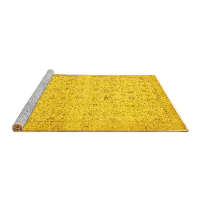 Sideview of Machine Washable Oriental Yellow Traditional Rug, wshabs28yw